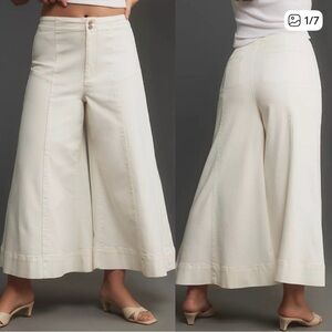 Anthropologie Pilcro white Jeans McKinley wide leg flare size 18
